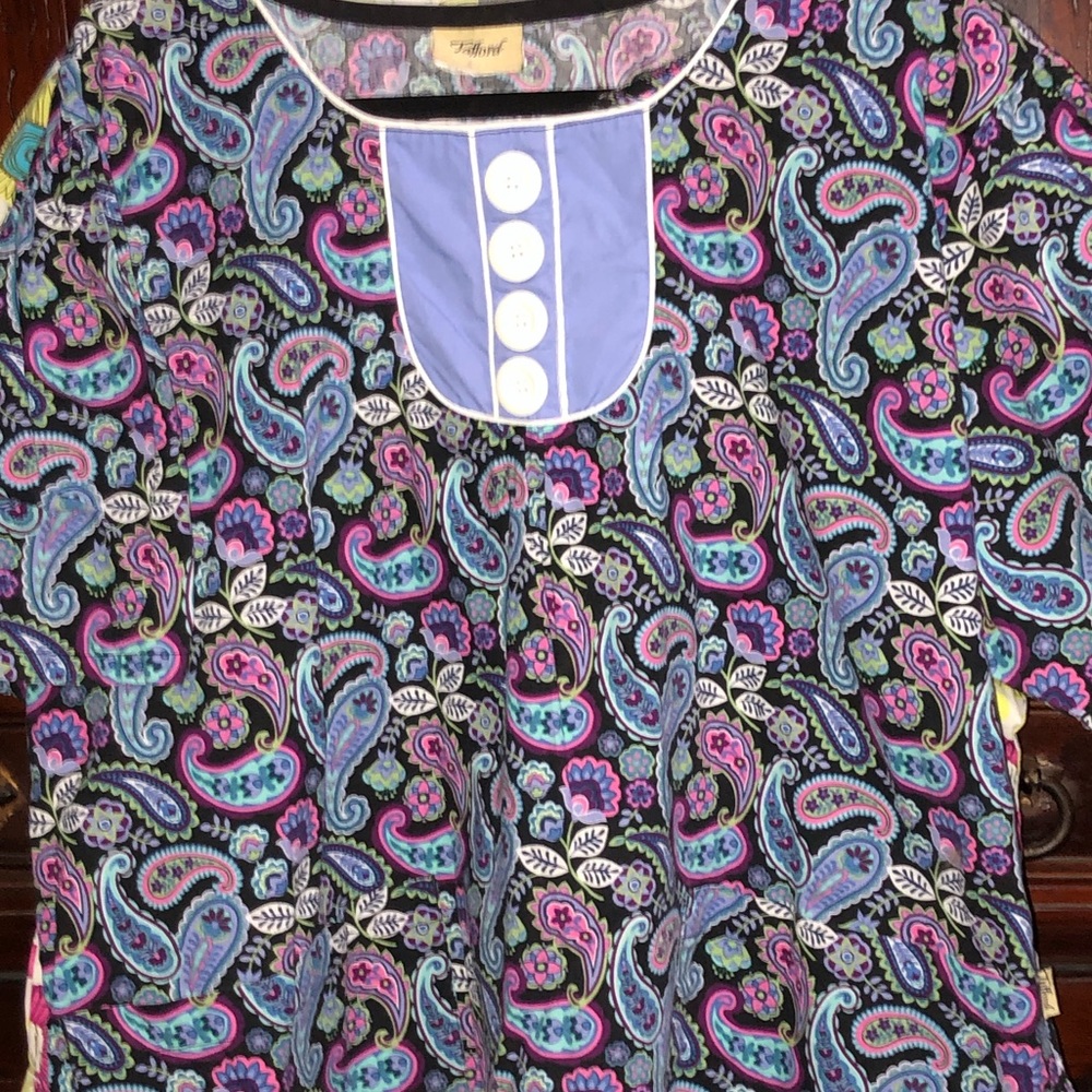 Tafford Sz 3x Paisley Scrub Top Blues, Pinks, Greens and Purples